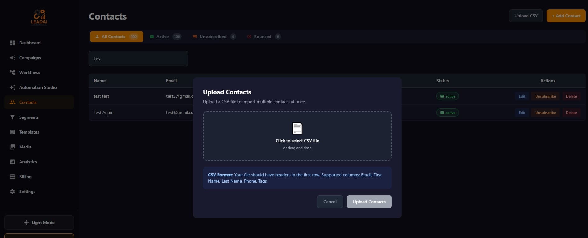 Import & Manage Contacts